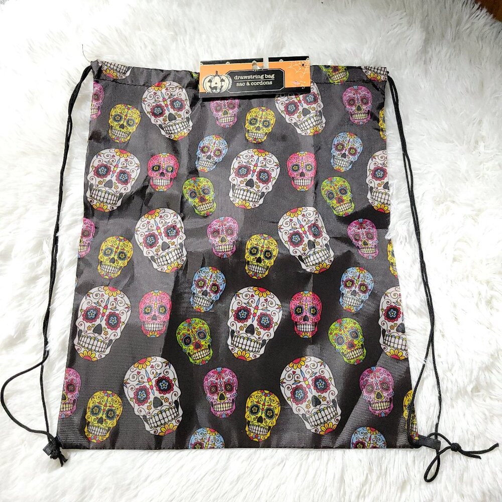 Sugar Skull Design Drawstring Bag